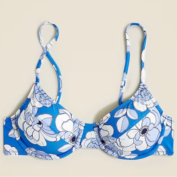 J. Crew 1983 underwire bikini top in blue peony 42D - Picture 4 of 4